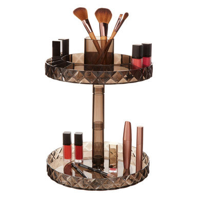 Orsina Rotating Makeup Organiser – Two Tier Black Cosmetic Storage