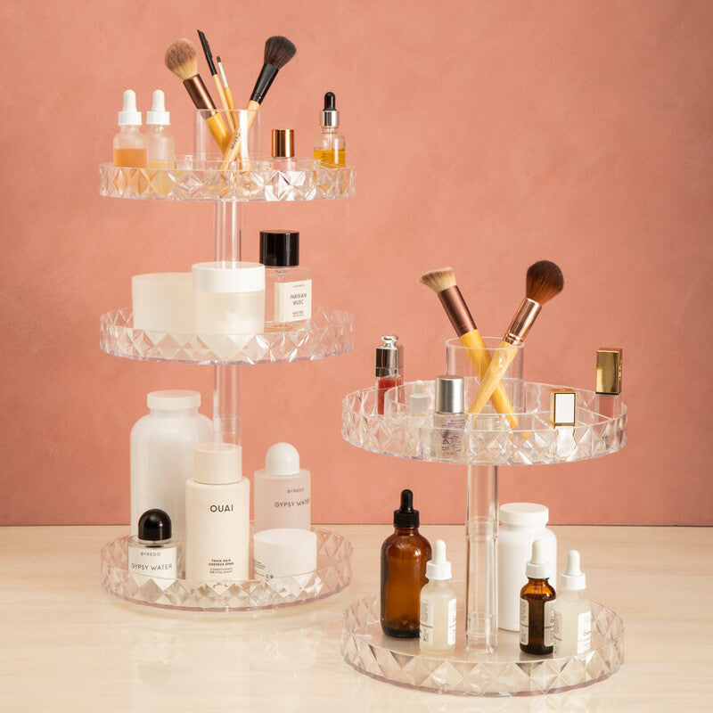 Orsina 3-Tier Rotating Makeup Organiser | Revolving Cosmetic Storage