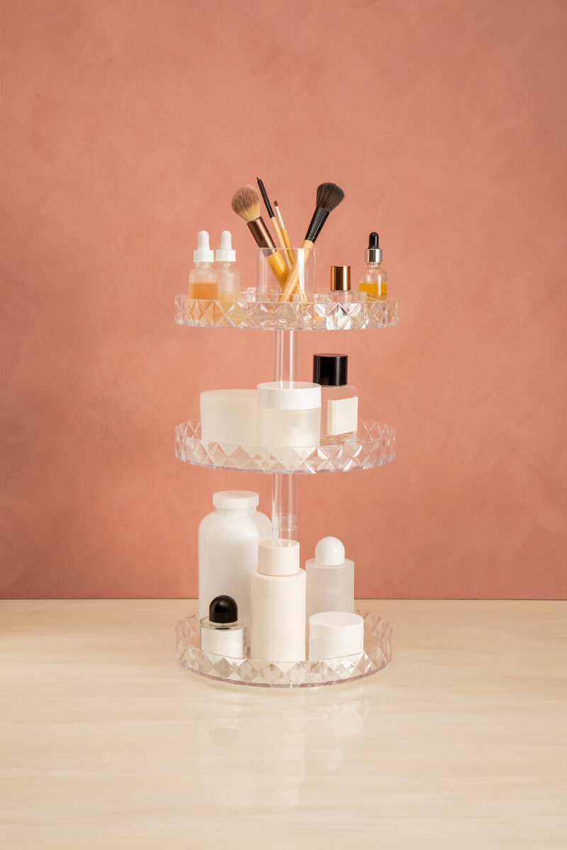 Orsina 3-Tier Rotating Makeup Organiser | Revolving Cosmetic Storage