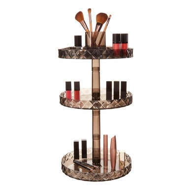 Orsina 3-Tier Rotating Makeup Organiser | Black Cosmetic Storage