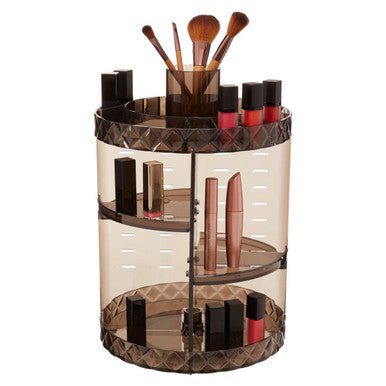 Orsina 3-Tier Rotating Makeup Organiser – Black Revolving Vanity Storage