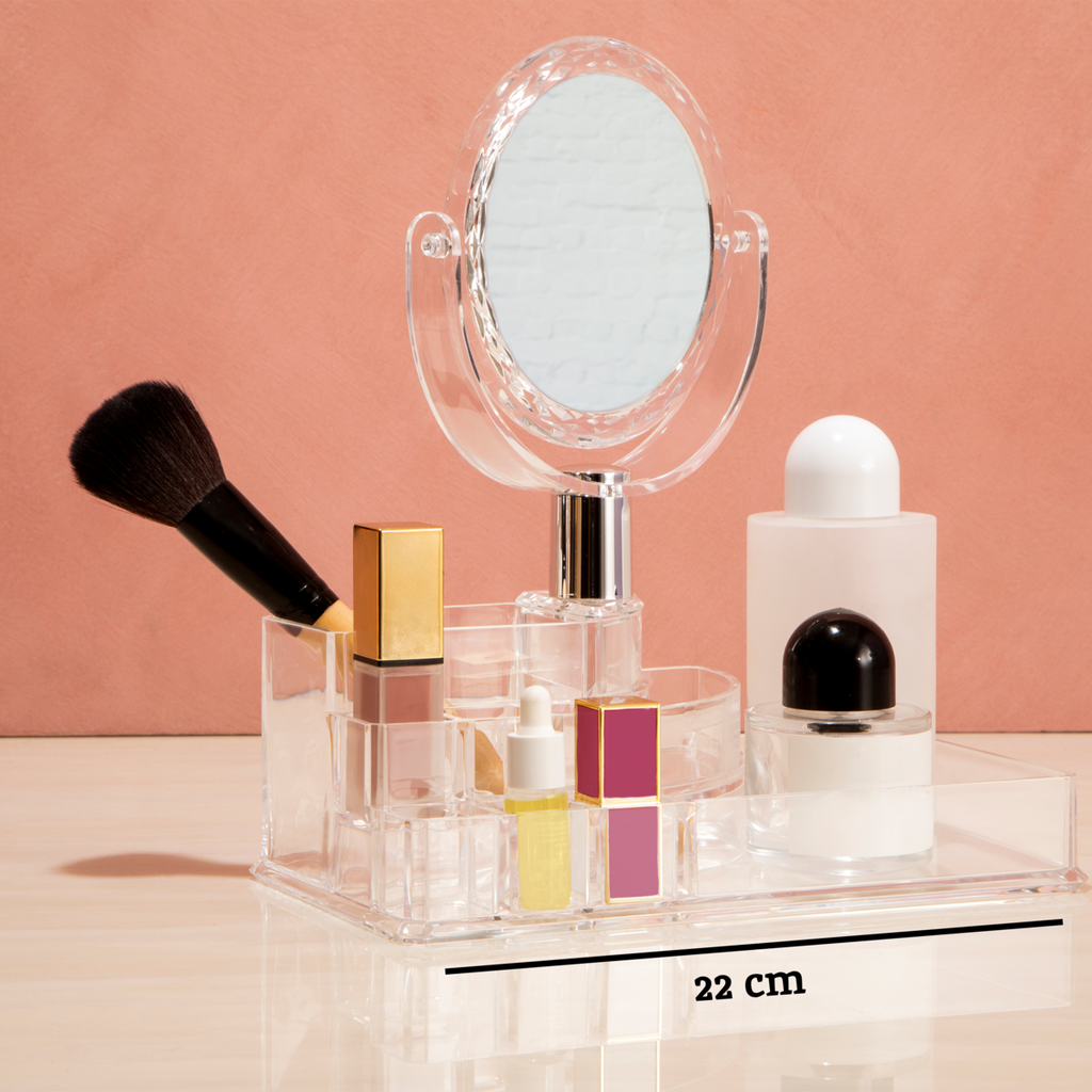 Orsina Beauty Cosmetic Organiser with Mirror | Modern Makeup Storage
