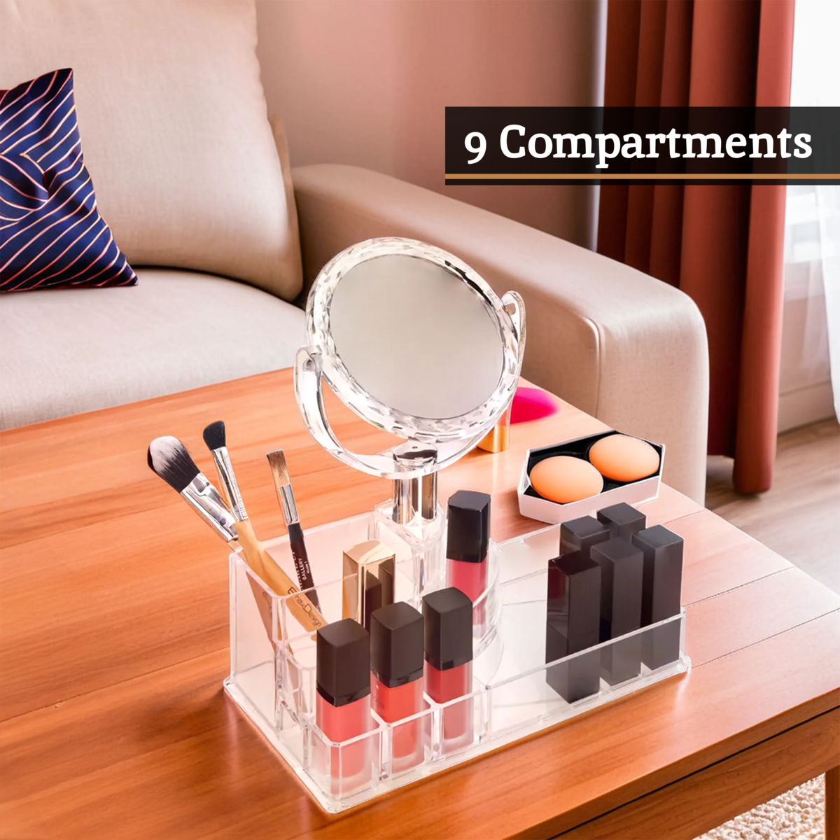 Orsina Beauty Cosmetic Organiser with Mirror | Modern Makeup Storage