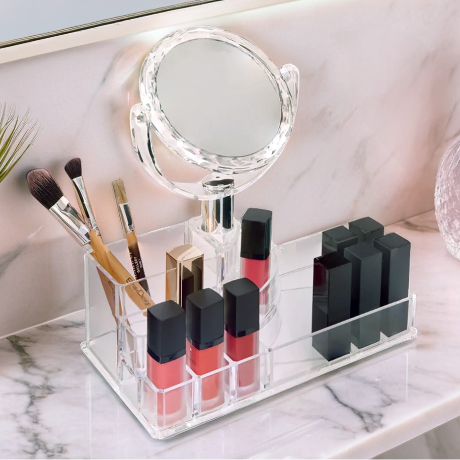 Orsina Beauty Cosmetic Organiser with Mirror | Modern Makeup Storage
