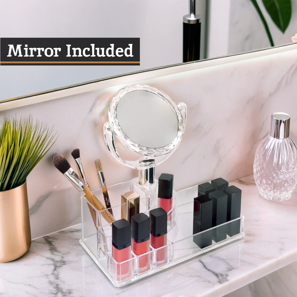 Orsina Beauty Cosmetic Organiser with Mirror | Modern Makeup Storage