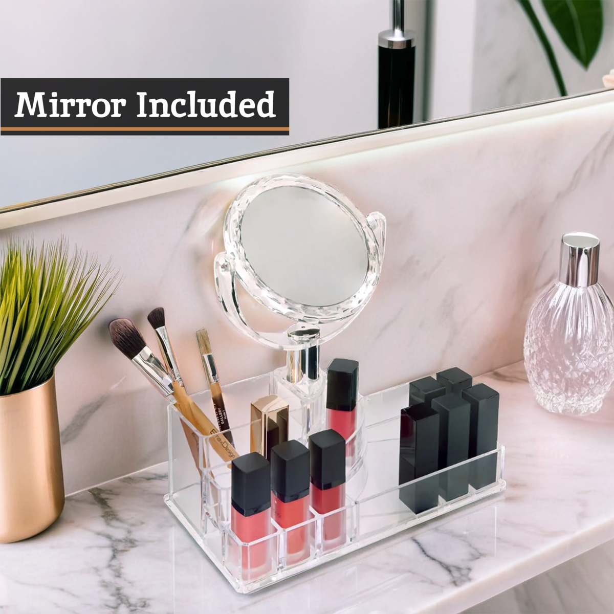 Orsina Beauty Cosmetic Organiser with Mirror | Modern Makeup Storage