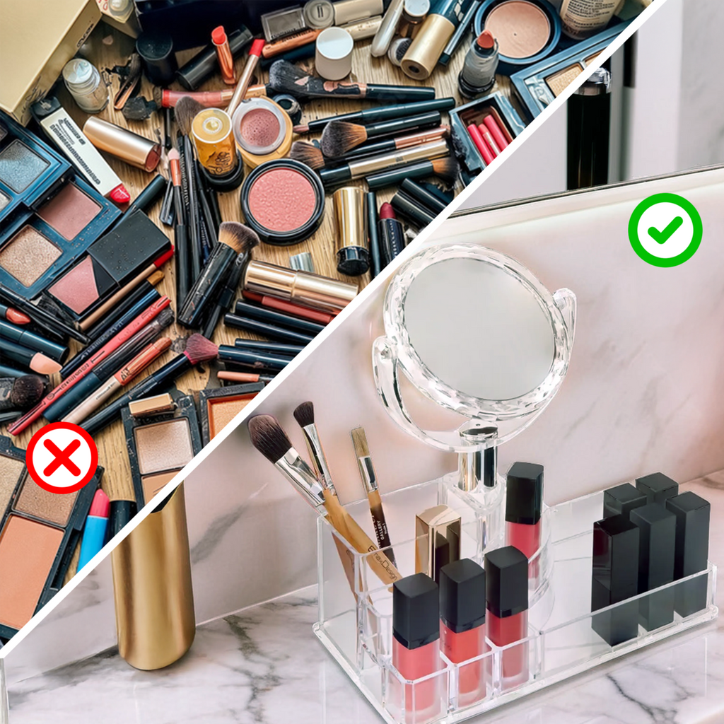 Orsina Beauty Cosmetic Organiser with Mirror | Modern Makeup Storage