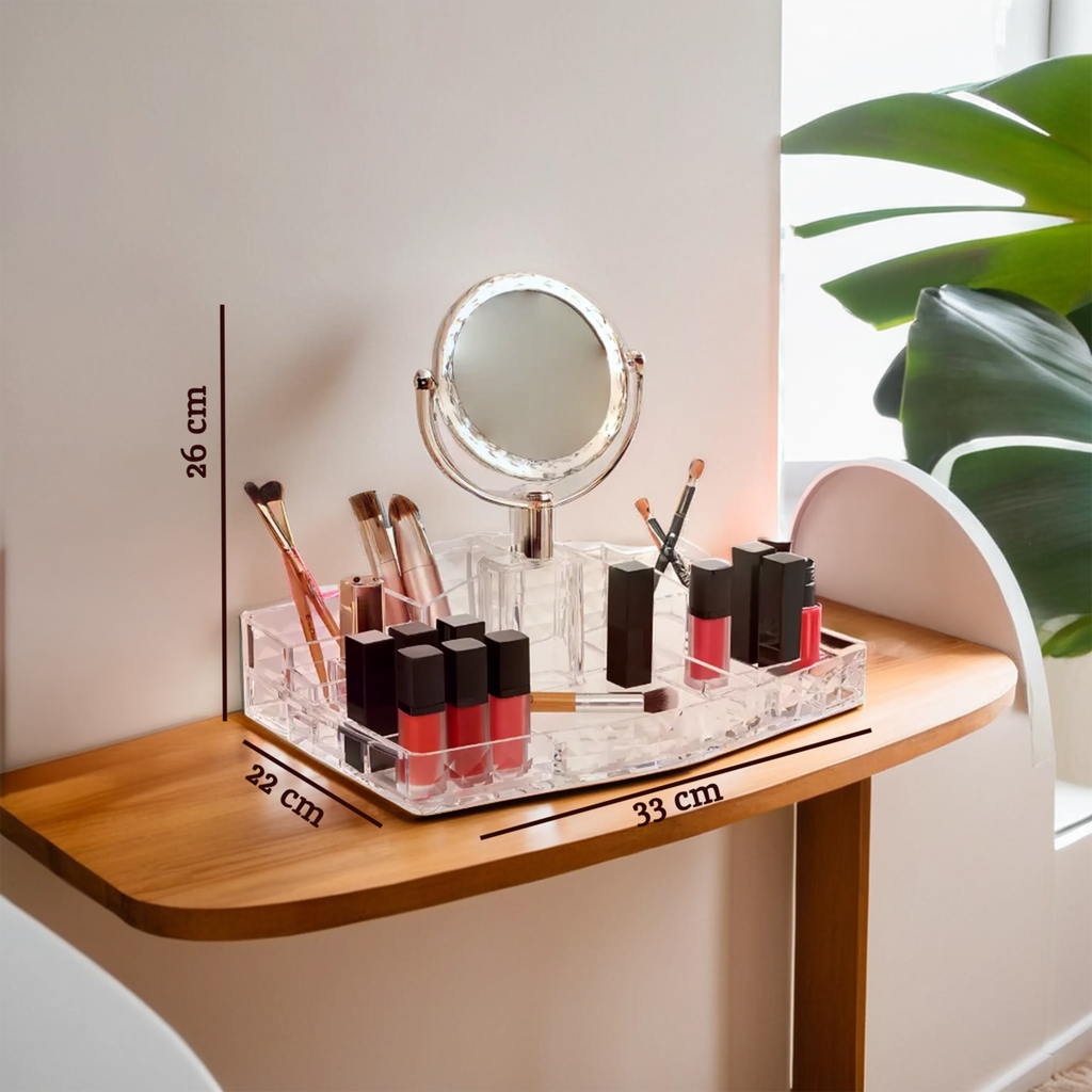 Orsina Cosmetic Organiser with Mirror – Makeup & Vanity Storage Box