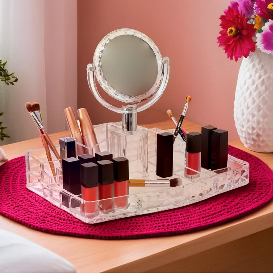 Orsina Cosmetic Organiser with Mirror – Makeup & Vanity Storage Box