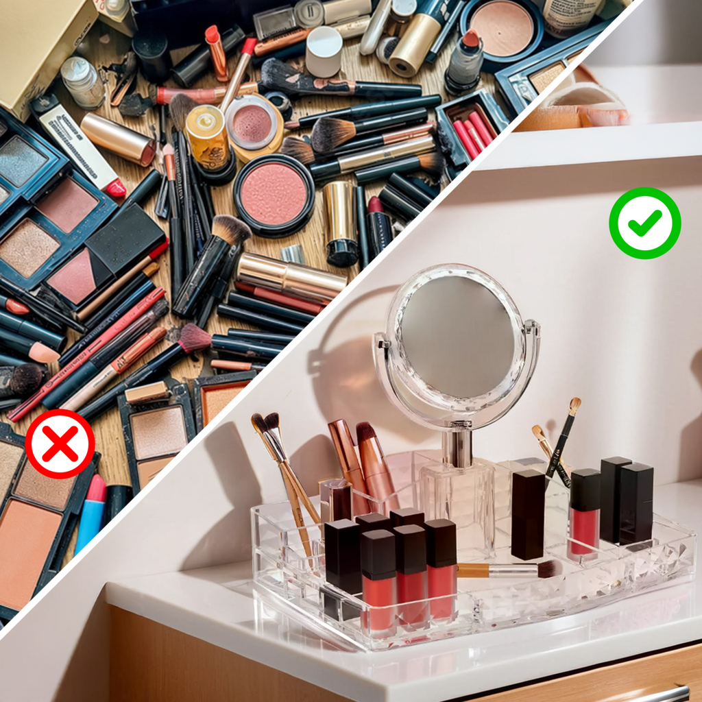 Orsina Cosmetic Organiser with Mirror – Makeup & Vanity Storage Box