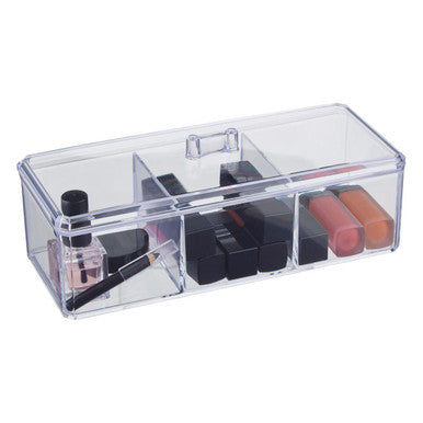 Orsina 3 Compartment Cosmetics Organiser with Lid | Modern Makeup Storage