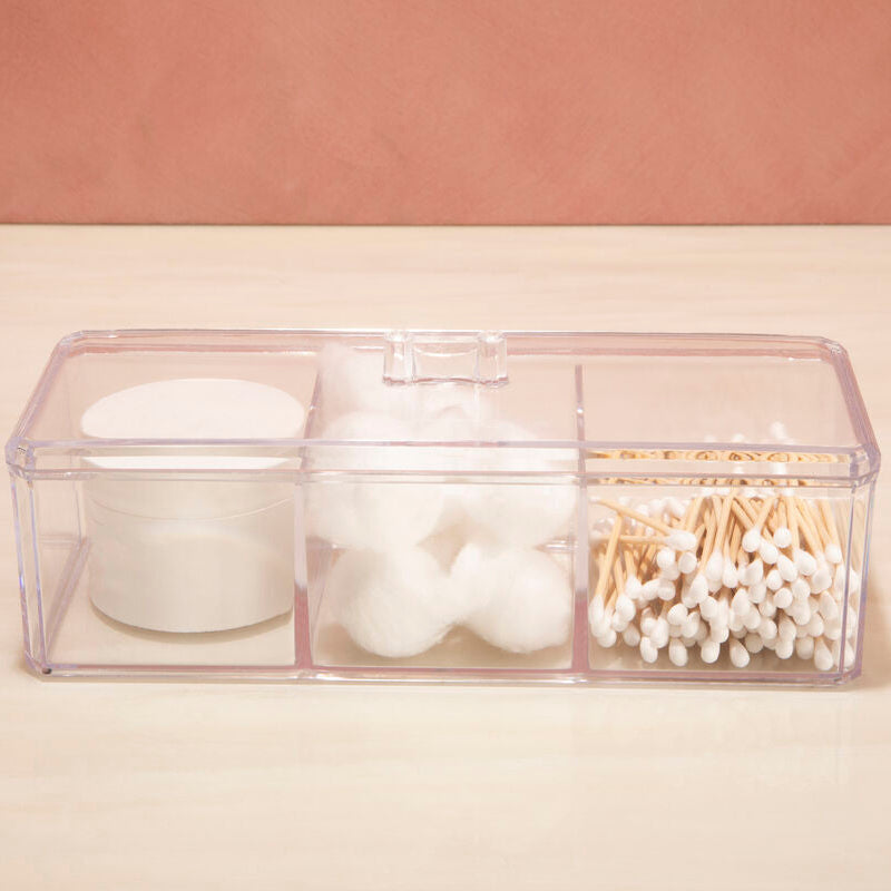 Orsina 3 Compartment Cosmetics Organiser with Lid | Modern Makeup Storage