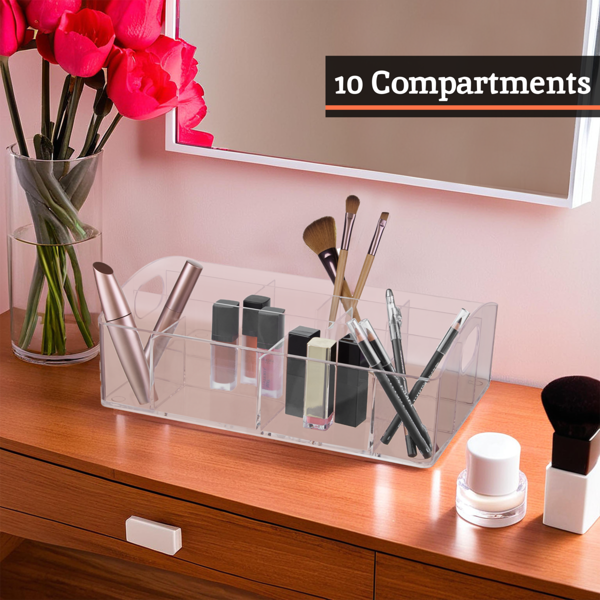 Orsina Beauty Cosmetics Organiser | 10 Compartment Makeup Storage