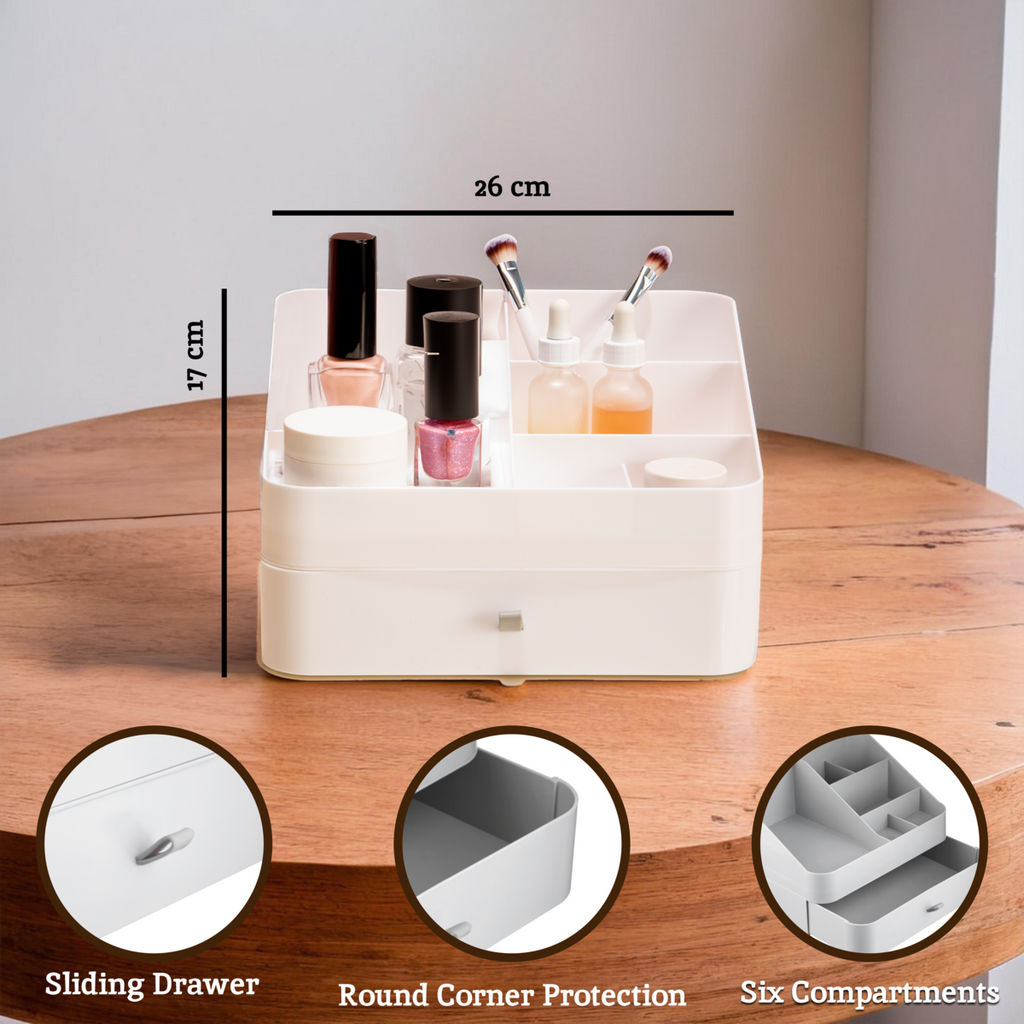 Orsina Makeup Organiser – 6 Compartment & 1 Drawer Cosmetic Storage