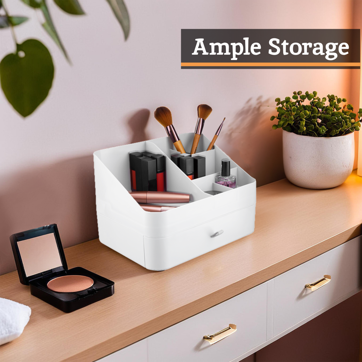 Orsina Makeup Organiser – 6 Compartment & 1 Drawer Cosmetic Storage