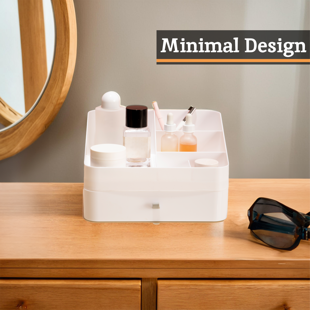Orsina Makeup Organiser – 6 Compartment & 1 Drawer Cosmetic Storage
