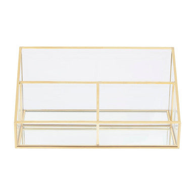 Orsina Glass Makeup Organiser | 3 Compartment Vanity Storage Display