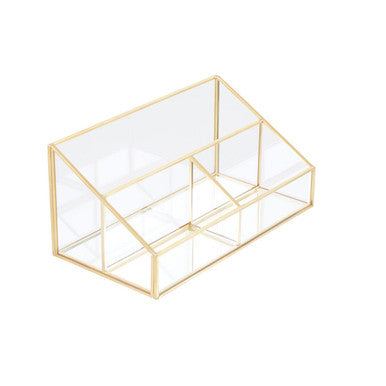 Orsina Glass Makeup Organiser | 3 Compartment Vanity Storage Display