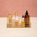 Orsina Glass Makeup Organiser | 3 Compartment Vanity Storage Display