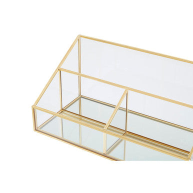 Orsina Glass Makeup Organiser | 3 Compartment Vanity Storage Display