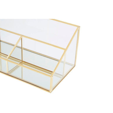 Orsina Glass Makeup Organiser | 3 Compartment Vanity Storage Display