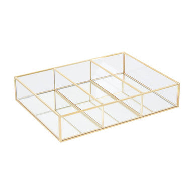Orsina 3 Compartment Clear Glass Makeup Organiser | Vanity Storage