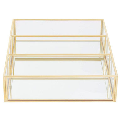 Orsina 3 Compartment Clear Glass Makeup Organiser | Vanity Storage