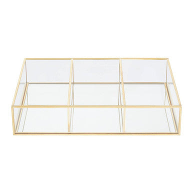 Orsina 3 Compartment Clear Glass Makeup Organiser | Vanity Storage