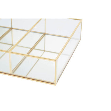 Orsina 3 Compartment Clear Glass Makeup Organiser | Vanity Storage