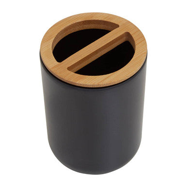 Orsina Canyon Black Toothbrush Holder – Modern Cylindrical Resin Design