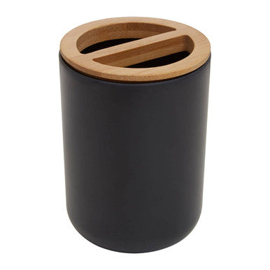 Orsina Canyon Black Toothbrush Holder – Modern Cylindrical Resin Design