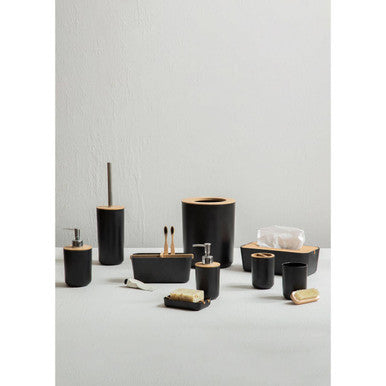 Orsina Canyon Black Toothbrush Holder – Modern Cylindrical Resin Design