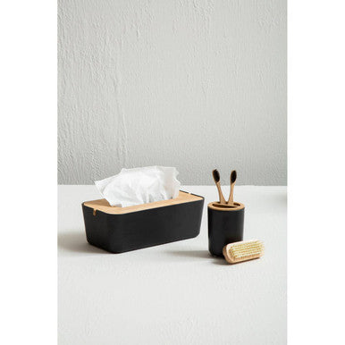 Orsina Canyon Black Toothbrush Holder – Modern Cylindrical Resin Design