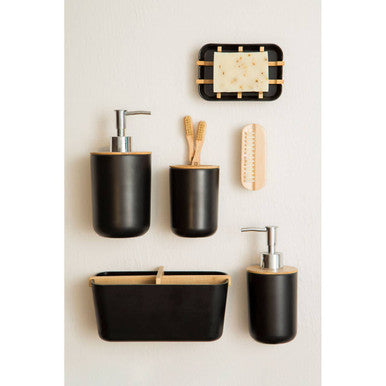 Orsina Canyon Black Toothbrush Holder – Modern Cylindrical Resin Design