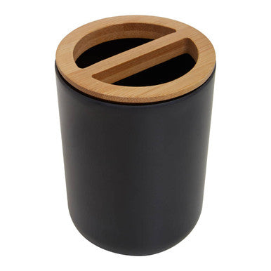 Orsina Canyon Black Toothbrush Holder – Modern Cylindrical Resin Design
