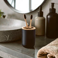 Orsina Canyon Black Toothbrush Holder – Modern Cylindrical Resin Design