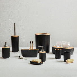 Orsina Canyon Black Toilet Brush Holder – Modern Cylindrical Design