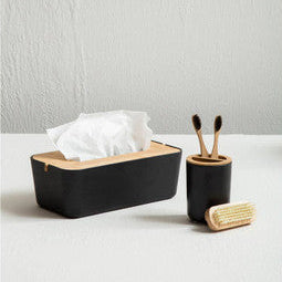 Orsina Canyon Black Tissue Box – Matte Rectangular Tissue Holder