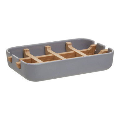 Orsina Canyon Grey Soap Dish – Modern Drainage Soap Saver with Grain