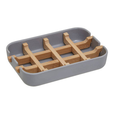 Orsina Canyon Grey Soap Dish – Modern Drainage Soap Saver with Grain