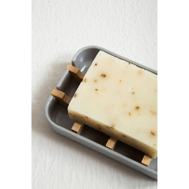 Orsina Canyon Grey Soap Dish – Modern Drainage Soap Saver with Grain