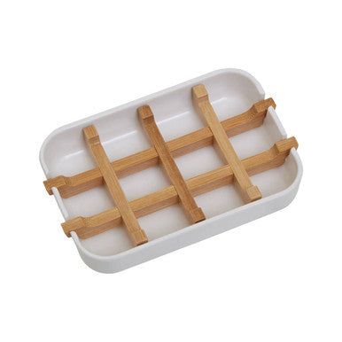 Orsina Canyon White Soap Dish – Modern Soap Saver with Natural Insert