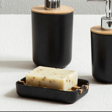Orsina Canyon Black Soap Dish – Matte Black Draining Bathroom Accessory