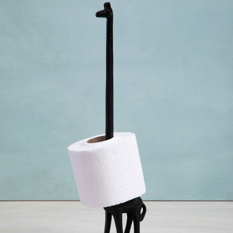 Orsina Fauna Black Giraffe Toilet Roll Holder | Modern Animal Decor