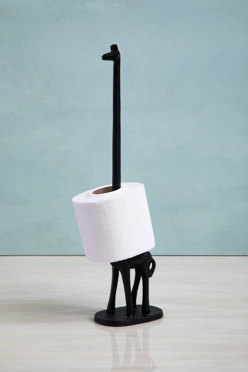 Orsina Fauna Black Giraffe Toilet Roll Holder | Modern Animal Decor