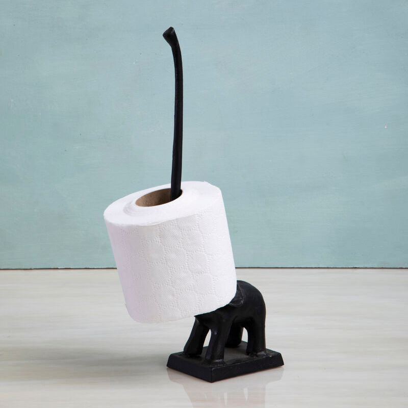 Orsina Fauna Elephant Toilet Roll Holder – Black Finish Bathroom Decor