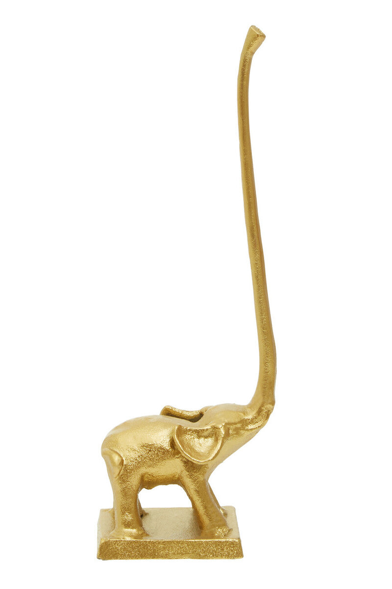 Orsina Fauna Gold Elephant Toilet Roll Holder | Freestanding Square Base