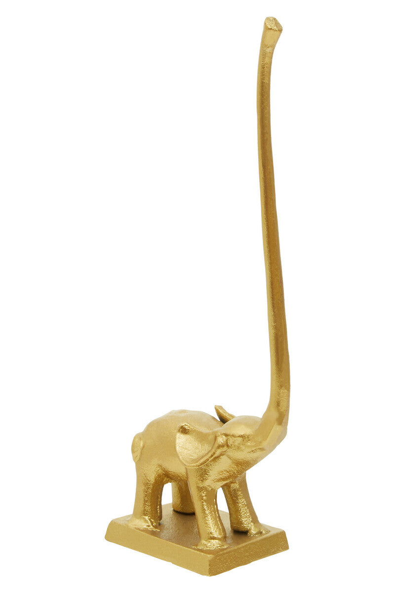 Orsina Fauna Gold Elephant Toilet Roll Holder | Freestanding Square Base