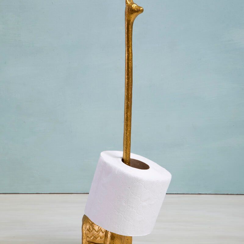 Orsina Fauna Llama Toilet Roll Holder – Gold Finish Bathroom Decor