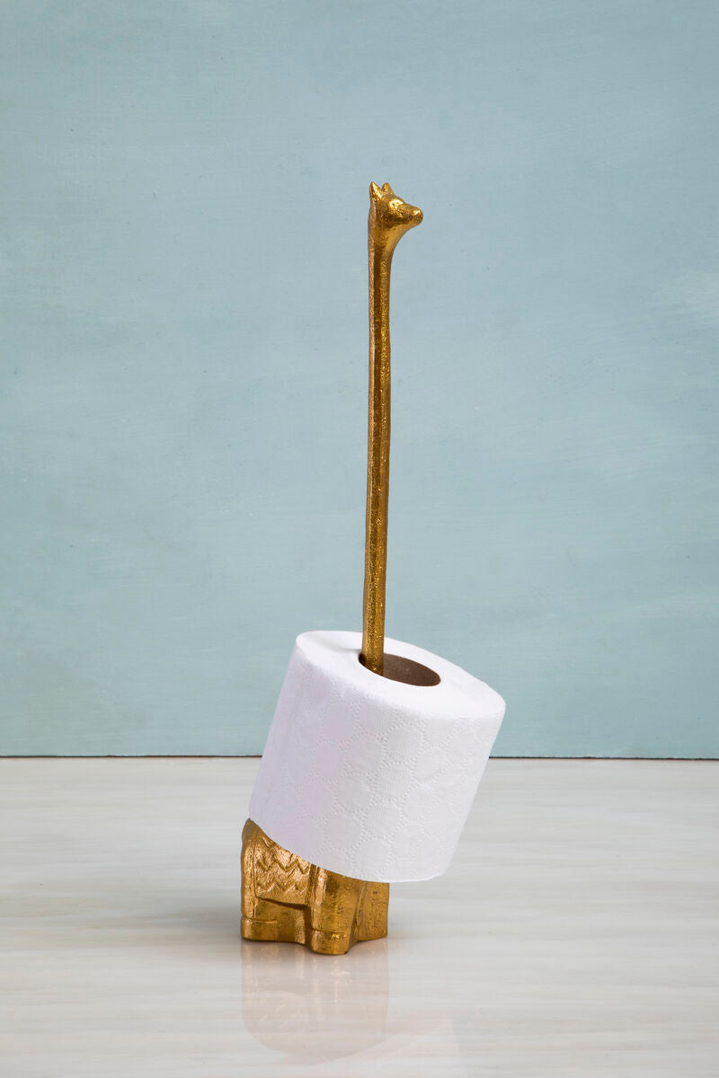Orsina Fauna Llama Toilet Roll Holder – Gold Finish Bathroom Decor